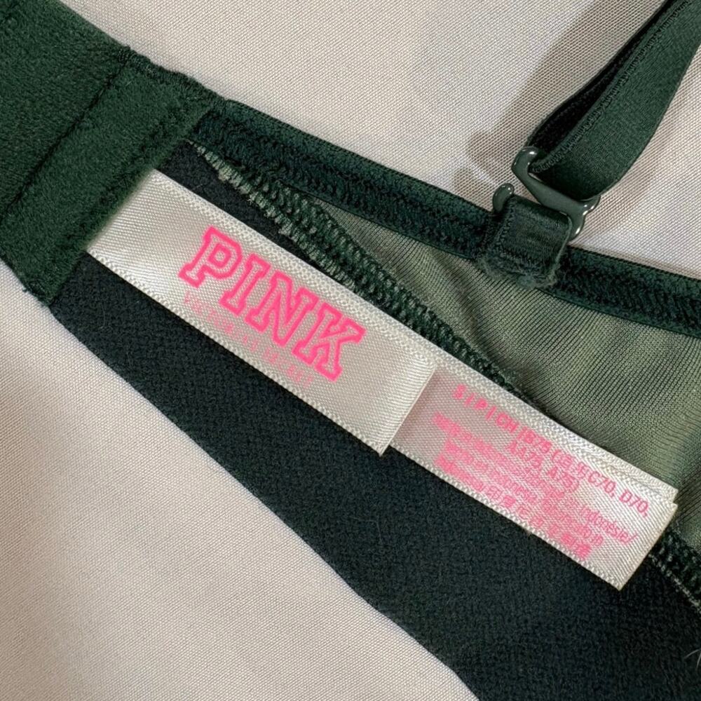 Victoria’s Secret PINK Green Crushed Velour Triangle Bra + 2 matching panties - Picture 7 of 7